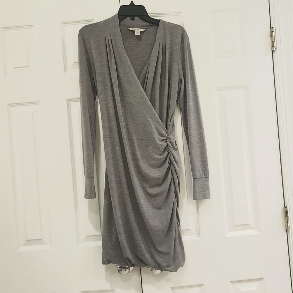 Banana Republic Heritage Collection Faux Wrap Knit Dress size Medium in grey